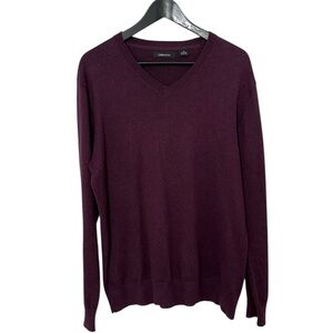 Claiborne Men's Long Sleeve, V-Neck Pullover Sweater Eggplant/Purple, Size M